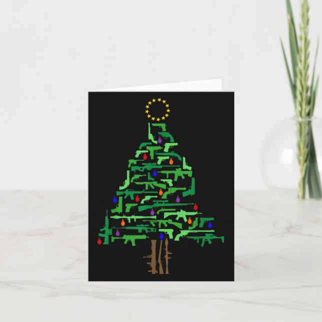 Xmas Patriotic 2nd Amendment Gun Christmas Tree  Card (Front)