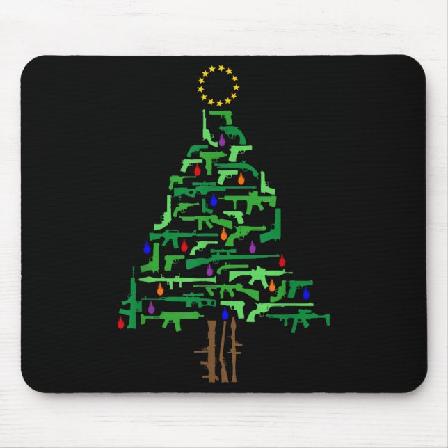 Xmas Patriotic 2nd Amendment Gun Christmas Tree  Mouse Pad (Front)