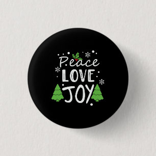 Xmas Peace Love Joy 1 Inch Round Button