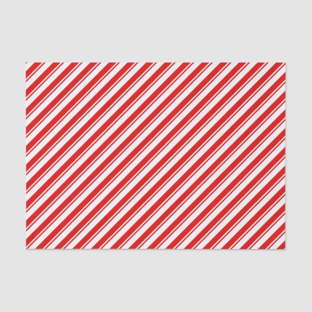 Xmas Peppermint Candy Red White Stripe Wrapping Tissue Paper (Front)