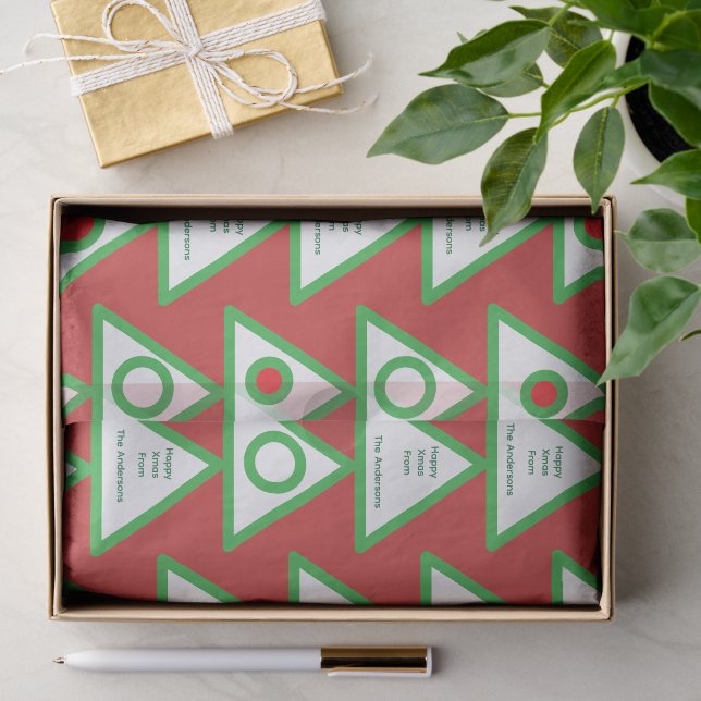 Xmas personalised triangular pattern gift wrap tissue paper (Gift)