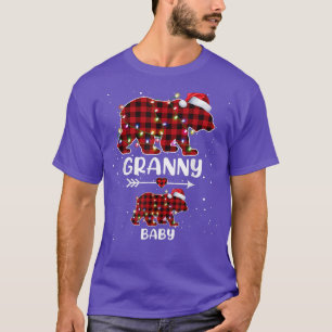 Xmas Plaid Bear Granny Baby Polar Pregnancy Announ T-Shirt