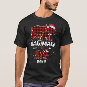 Xmas Plaid Bear Mawmaw Baby Polar Pregnancy Announ T-Shirt