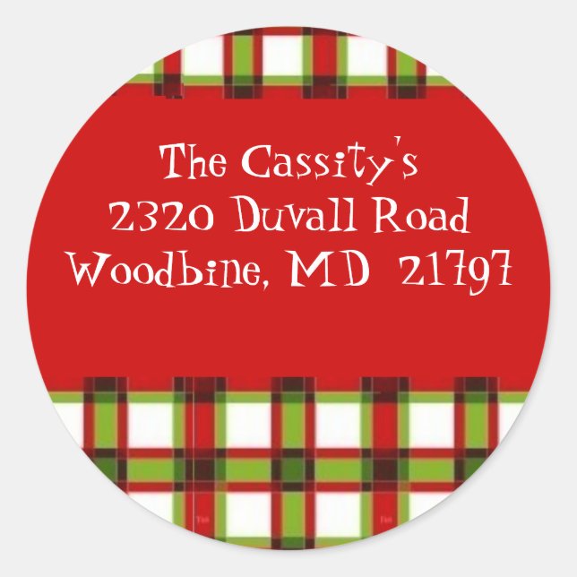 Xmas plaid label - Customized (Front)