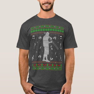 Xmas Playing Trombone Music Ugly Trombone Christma T-Shirt