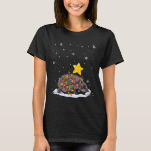Xmas Porcupine Animals Christmas Tree Lights T-Shirt