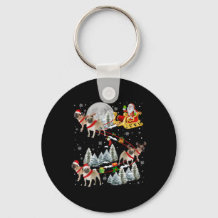 Xmas Pug Sledge Christmas Sledge Santa Dog T Shirt Keychain
