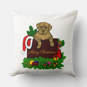 XMas Puppy Throw Pillow