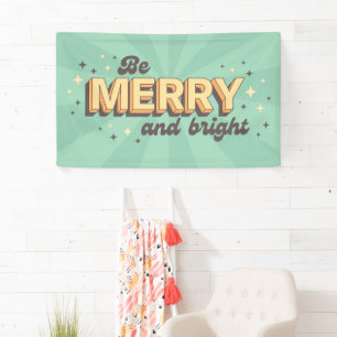 Xmas quote be merry and bright vintage text banner