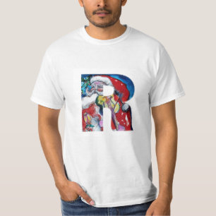 XMAS R LETTER /SANTA  CLAUS WITH VIOLIN MONOGRAM T-Shirt