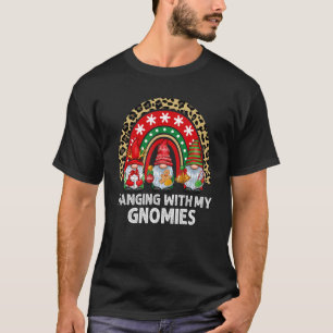 Xmas Rainbow Hanging With My Gnomies  Gnome Christ T-Shirt