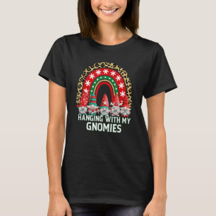 Xmas Rainbow Hanging With My Gnomies Gnome Christ T-Shirt