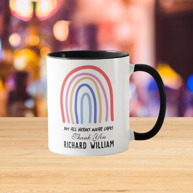 Xmas Rainbow Watercolor Teacher Thank You Black Mug (Creator Uploaded)