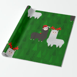 xmas reindeer alpacas wrapping paper