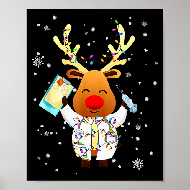 Xmas Reindeer Doctor Reindeer Lover Funny Christma Poster (Front)