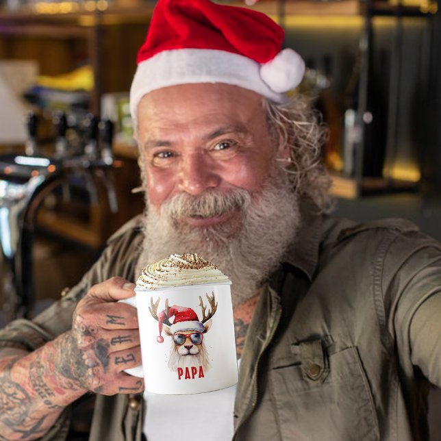 Xmas Reindeer Nom personnalisé Mug (Papa Christmas Mug Keepsake)