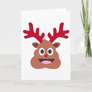 xmas reindeer poo emoji holiday card