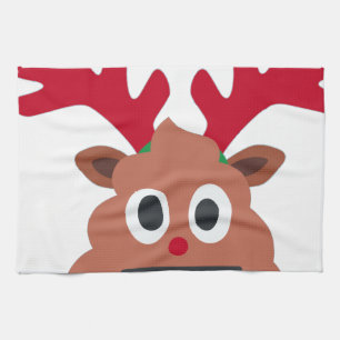 xmas reindeer poo emoji kitchen towel