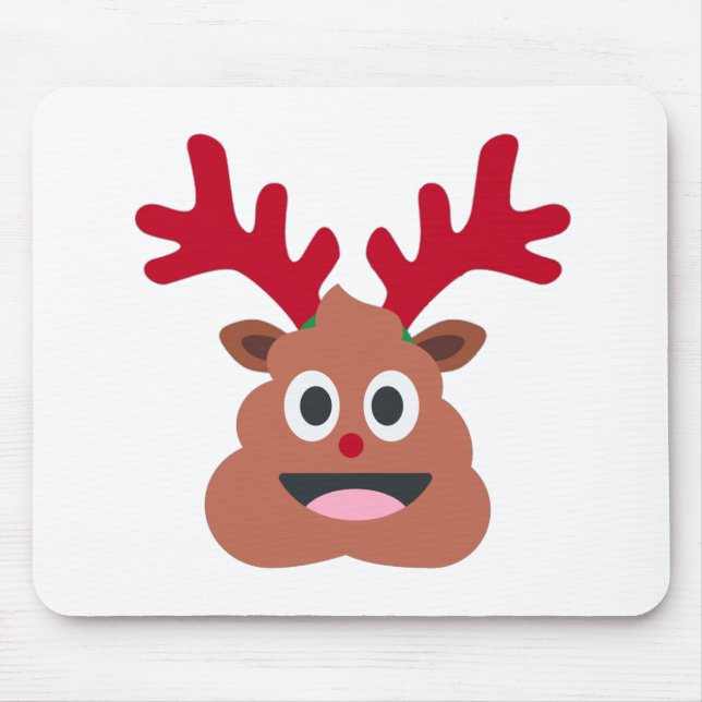 xmas reindeer poo emoji mouse pad (Front)