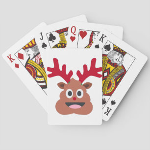 xmas reindeer poo emoji playing cards