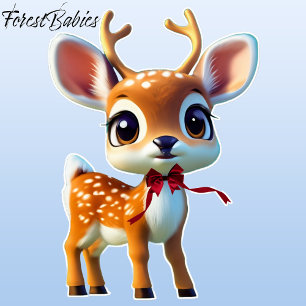 Xmas Reindeer with Red Bow Tie, Calf with Antlers