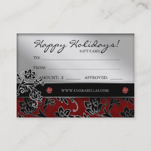 Xmas Salon Gift Card Spa Floral Red Silver