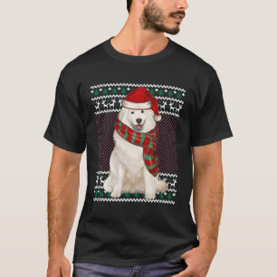 Xmas Samoyed Dog Santa Hat Ugly Christmas T-Shirt