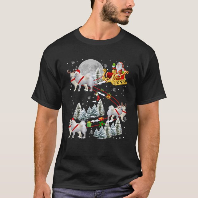 Xmas Samoyed Sledge Christmas Sledge Santa Dog T-Shirt (Front)