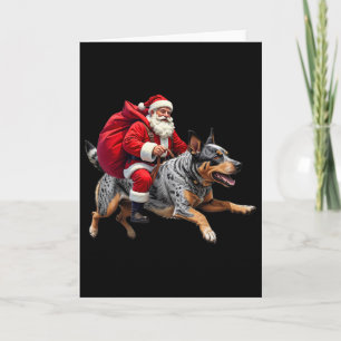 Xmas Santa Australian Cattle Dog Christmas Card