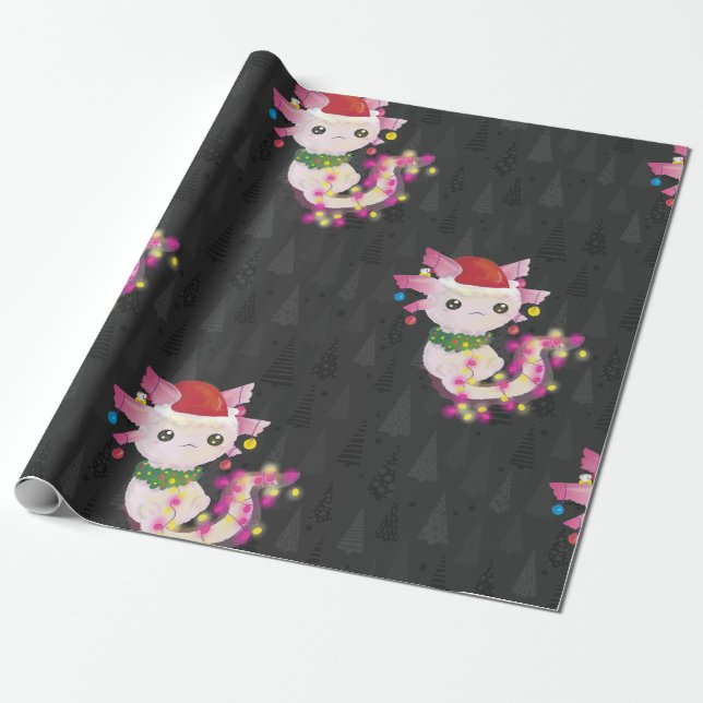 xmas santa claus axolotl wrapping paper (Unrolled)