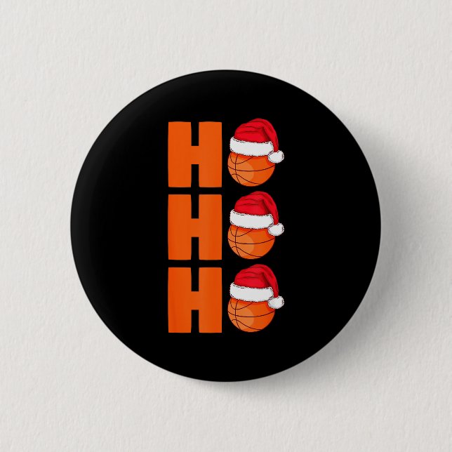 Xmas Santa Claus Basketball Christmas  2 Inch Round Button (Front)