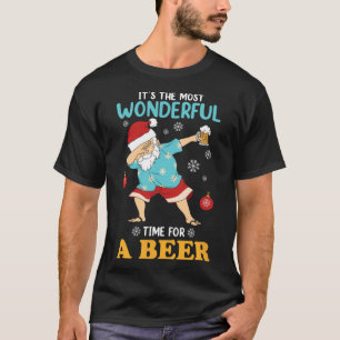 Xmas Santa Claus Dab And Drinking Beer Funny Wonde T-Shirt