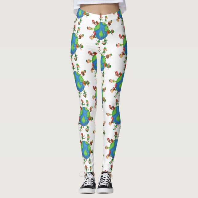 xmas santa claus elves leggings (Front)