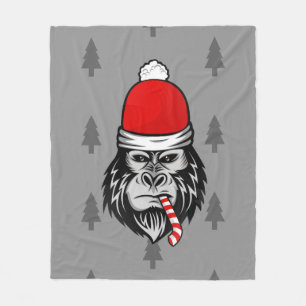 xmas santa claus gorilla fleece blanket