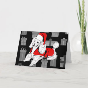 xmas santa claus poodle holiday card