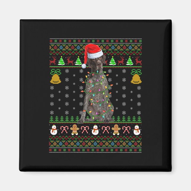 Xmas Santa Hat German Shorthaired Pointer Dog Ugly Magnet (Front)