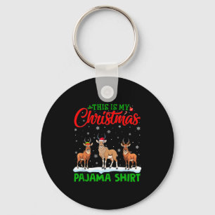 Xmas Santa Hat Reindeer Antelope Christmas Pajama Keychain