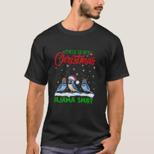 Xmas Santa Hat Reindeer Blue Jay Bird Christmas Pa T-Shirt