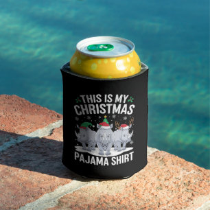 Xmas Santa Hat Reindeer Rhino Christmas Pajama Can Cooler