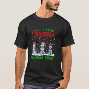 Xmas Santa Hat Reindeer Siberian Husky Dog Christm T-Shirt