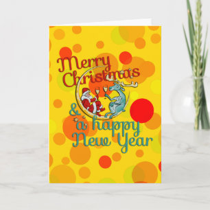 Xmas - SANTA & REINDEER - Christmas - New Year Holiday Card