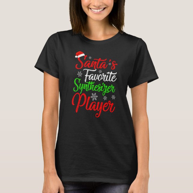 Xmas Santa S Favourite Synthesizer Player Christma T-Shirt (Front)