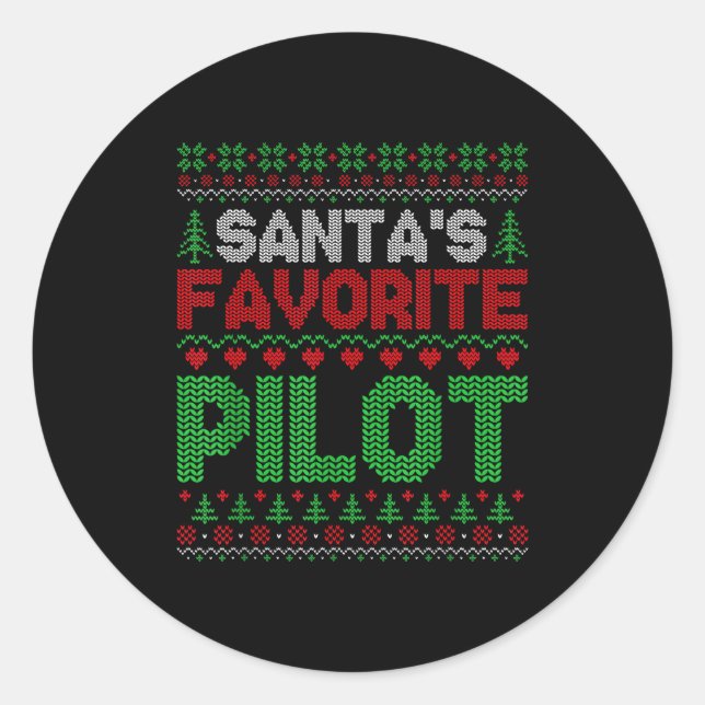 Xmas Santa's Favorite Lot Funny Ugly Christmas Swe Classic Round Sticker (Front)