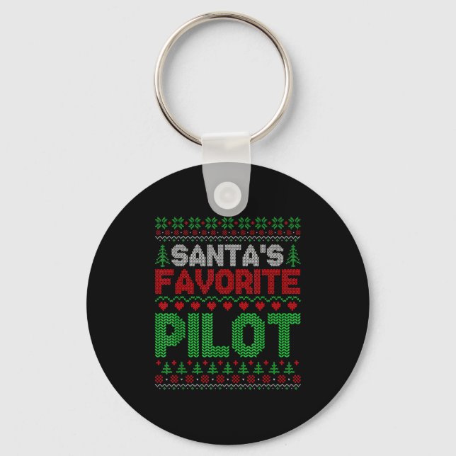Xmas Santa's Favorite Lot Funny Ugly Christmas Swe Keychain (Front)