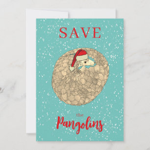Xmas Save the Pangolins Slogan Personalized Holiday Card