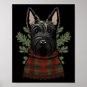 Xmas Scottie Santa On Christmas Scottish Terrier Poster