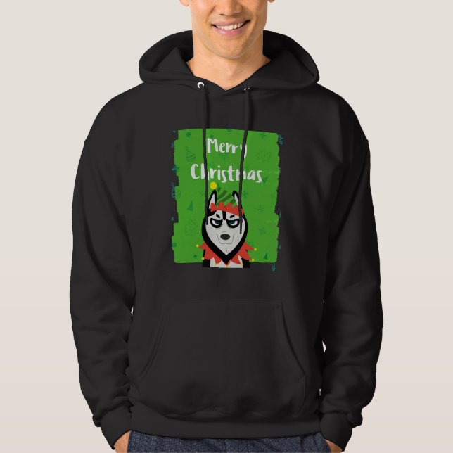 Xmas Siberian Husky Hoodie (Front)