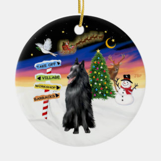 Xmas Signs - Belgian Sheepdog Ceramic Ornament