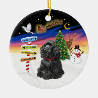 Xmas Signs - Black Cocker Spaniel Ceramic Ornament
