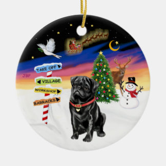 Xmas Signs - Black Pug Ceramic Ornament